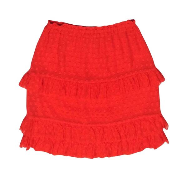 Tory Burch Orange Ruffle Silk Mini Skirt Size Small - Picture 1 of 6